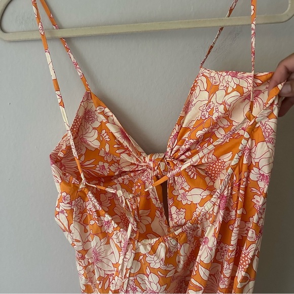 J.Crew Tie-front cotton poplin midi dress in orange floral Summer Small NWT - Picture 9 of 10